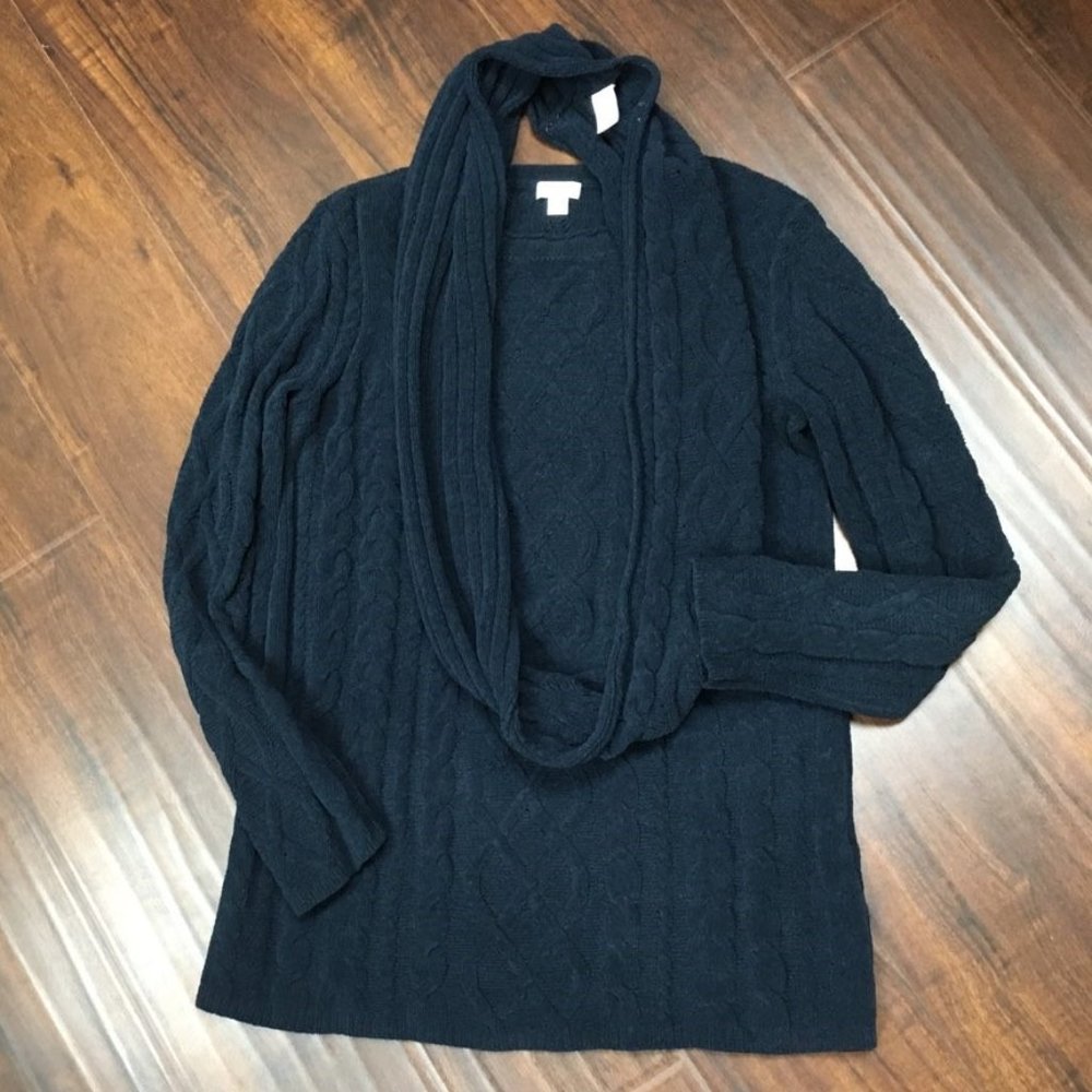 Navy tunic sweater & matching infinity scarf